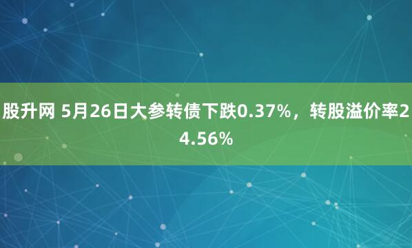 股升网 5月26日大参转债下跌0.37%，转股溢价率24.56%